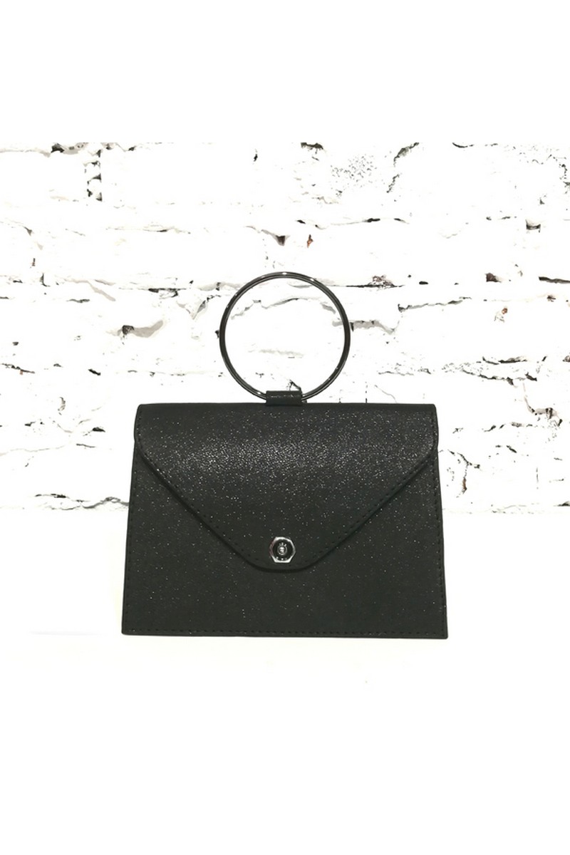 Buy Pyramid handbag black real leather stylish elegant Circle bag 